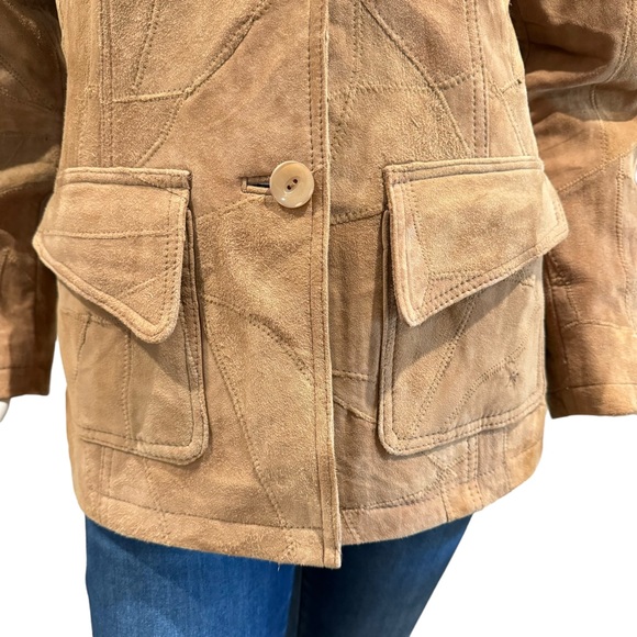 Vintage Tan Suede Western Patchwork Jacket - Picture 4 of 11